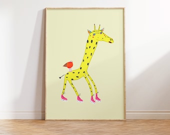 Giraffe Art Print For Baby Nursery Room