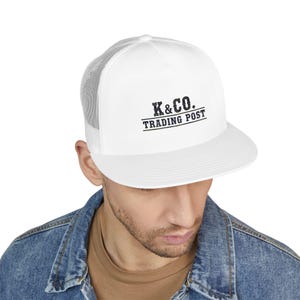 K&Co Embroidered Trucker Cap, Flat Bill Hat, Outdoor Snapback, Western Hat