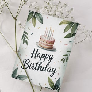 Printable Birthday Postcard: DIY Greeting Card Template (Digital Download, 5x7&quot; Folded Size)