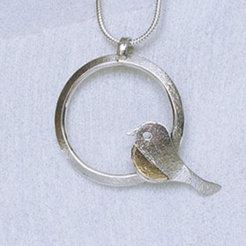 Handmade Sterling Silver 925 Robin Necklace with 9ct gold Etsy