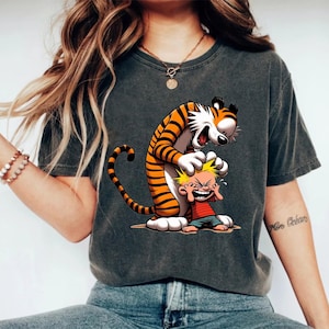 Unisex Calvin and Hobbes T-Shirt - Cozy Winter Apparel, Funny Comic Print Tee, Perfect Gift for Cartoon Lovers, Custom Designed