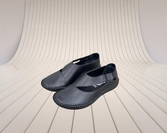Handgefertigte Leder Orthopädische Wohnungen: Minimalistische Barfußschuhe für Damen