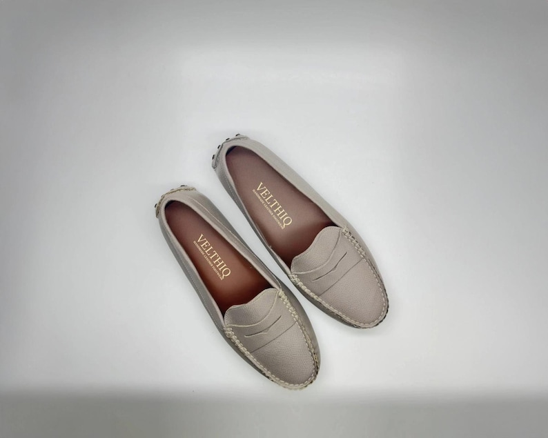 Stylish dark taupe flats with cushioned insole