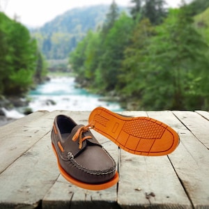 Women’s Handmade Leather Loafers | Genuine Leather Shoes , Orthopedic, Soft Sole, | Brown & Orange Slip-Ons with Comfort Sole
