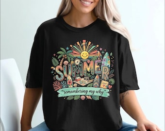 Summer Remembering My Why, Editable Retro Beach PNG, Vintage Vacation Shirt