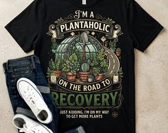 Plantaholic PNG, Plant Lover Shirt Design, Gardening Humor, Editable Plant Gift