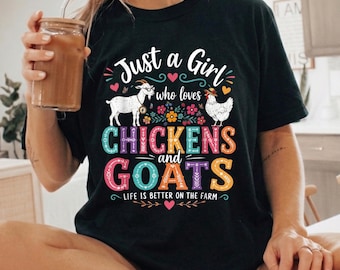 Farm Girl Chickens Goats Sublimation Design (Digital Download)