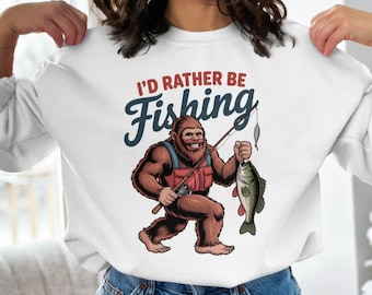 Funny Bigfoot Fishing Design, Sasquatch Gift (PNG)