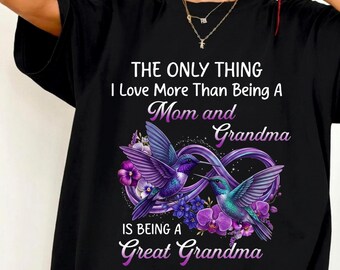 Grandma PNG, Hummingbird Floral Shirt Graphic, Mother's Day Sublimation (Digital Download)
