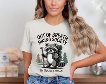 Out Of Breath Hiking Society PNG, Funny Raccoon Hiking Shirt Design, Camper Gift