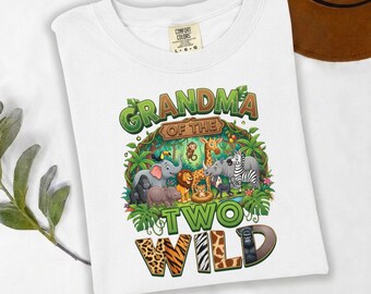 Grandma of Two Wild Safari Animals Sublimation Design (Digital Download)