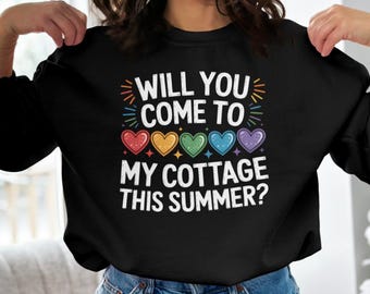 Will You Come To My Cottage This Summer PNG, LGBTQ Cottagecore Rainbow Heart Design