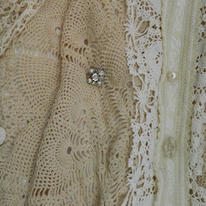 Shabby Handmade Fabric Shoulder Bag Layered Linens and Lace Purse Free Shipping