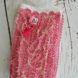 Small Embellished Pink Bag Shabby lace Purse Free Shipping