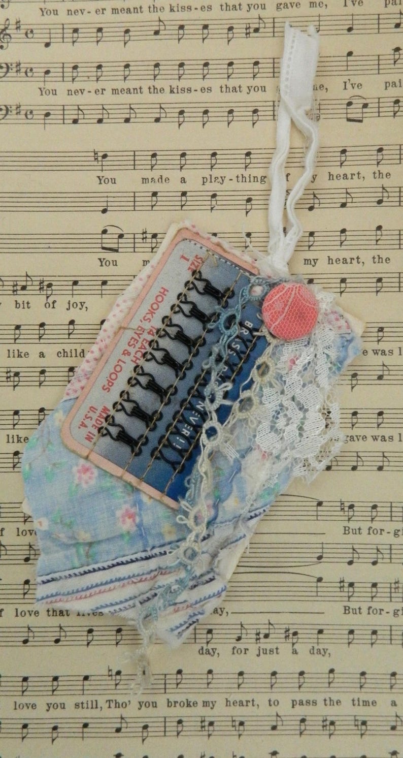 Embellished Junk Journal Tags: Vintage Button Card Paper Tags Set - Etsy