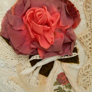 Shabby Fabric Junk Journal Lace and Fabric Journal Embellished Romantic Journal Free Shipping