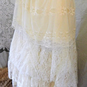 Lace Skirt Long Layered Beige Skirt Romantic Clothing Shabby Lace Skirt Wedding Skirt Free Shipping
