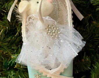 Nutcracker Decorated Pointe Shoe: Baby Snow Mouse, Ballet Keepsake