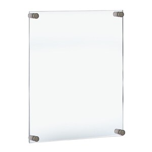 May include: A clear, rectangular acrylic picture frame with four silver-colored mounting posts. The frame is designed to hold a photograph or artwork. The frame is displayed against a white background.