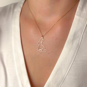 Minimalist Bunny Necklace, Dainty Rabbit Pendant Gift for Her, Animal Jewelry, Easter Bunny Necklace, Gold Bunny Charm, Bunny Lover Gift