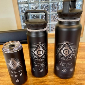 Masonic Water Bottles, masonic coffee tumbler, 18oz, 32oz, 50oz