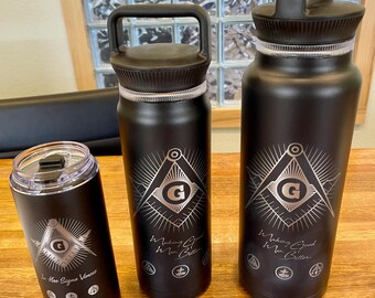 Masonic Water Bottles, masonic coffee tumbler, 18oz, 32oz, 50oz