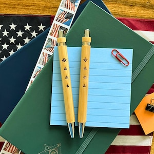 Masonic pens, engraved bamboo pen, personalized freemasons gift