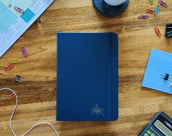 Blue masonic notebook, Personalized journal, freemasons