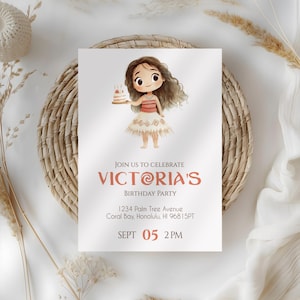Editable Moana Birthday Invitation: Tropical Luau Party, Mobile Invite (Digital Download)