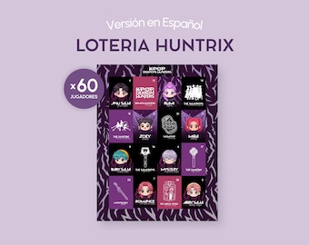 Loteria Huntrix Juego Inspirado Cazadores de Demonios Bingo Imprimible Ladda ner Digital Estilo Kpop Anime PDF PNG ESPAÑOL