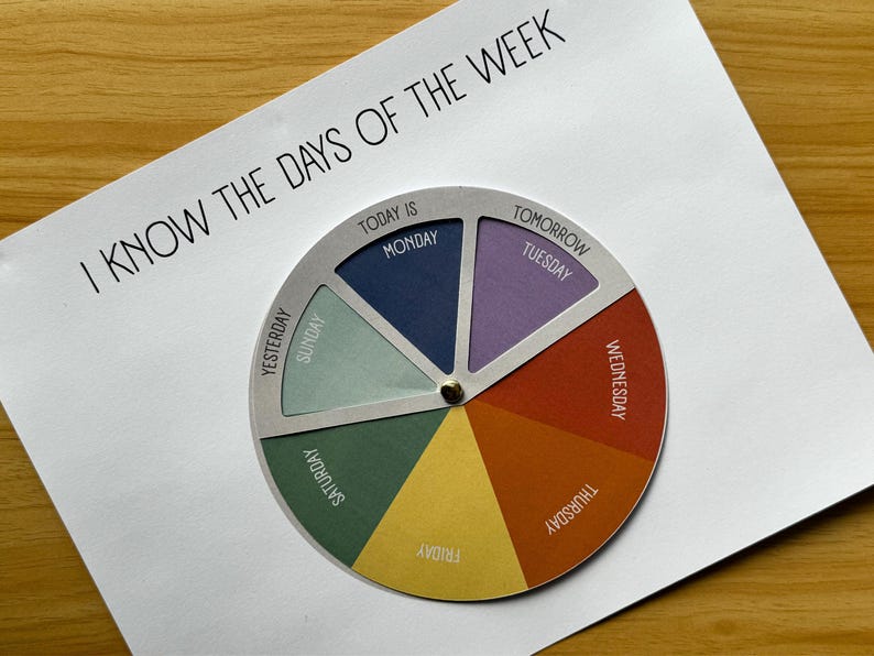 Printable Montessori Days of the Week Wheel Activity for Toddlers and ...