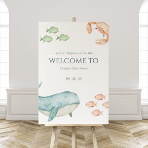 Under the Sea Baby Shower Boy Welcome Sign, Printable Party Decoration, Ocean Theme Digital Poster, 10 Sizes Included