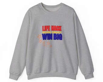 ライフハッククルーネックスウェットシャツ：ユニセックスで快適な着心地、モチベーションを高めるウェア