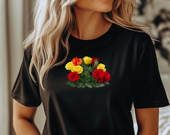 花柄のバラの花束、バレンタインデーのシャツ、ロマンチックなバレンタインデー、花柄のTシャツ、ガーレンタインデー、女性へのギフト、女性へのバレンタイン、女性へのTシャツ
