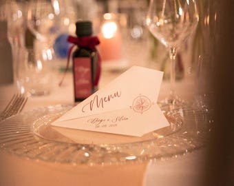 Customizable Paper Plane Menu – Travel Theme Wedding