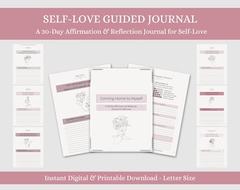 30-Day Self-Love Journal • Guided Affirmations & Reflection Workbook (Printable and Digital PDF, Floral Edition)