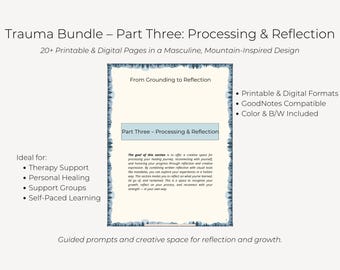 Manual de procesamiento del trauma: Tema de la montaña, ideas para la reflexión (PDF imprimible y digital)