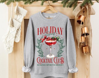 Christmas Spirit Cocktail Sweatshirt, Holiday Winter Pullover