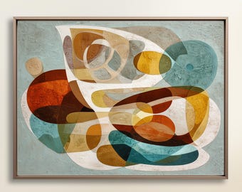 Mid Century Modern Abstract Art Print, Retro Geometric Decor (Digital Download)