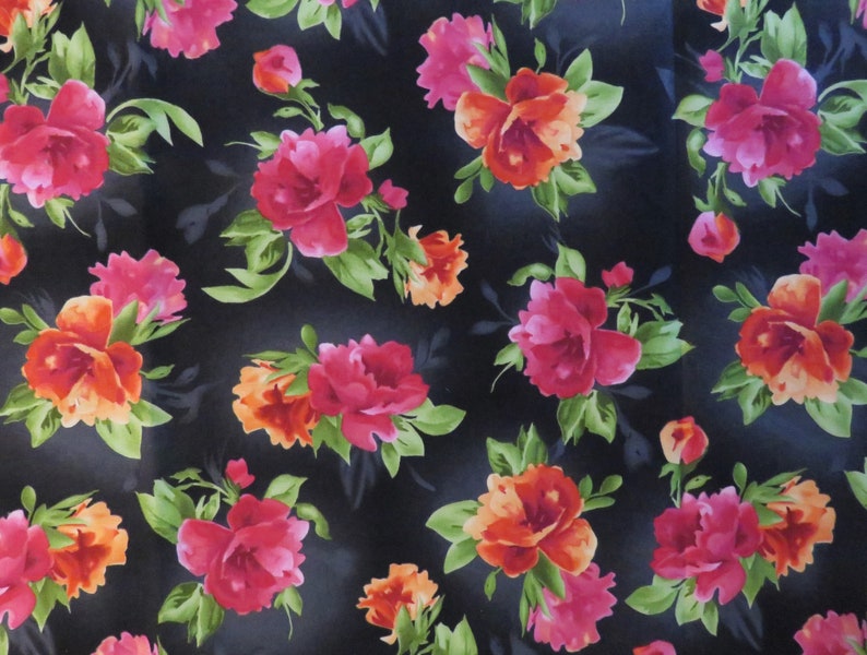 Floral on Black Bouffant Scrub Hat JO088