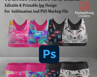 Yoga Set Mockup PSD: Activewear Presentation (Digital Download)