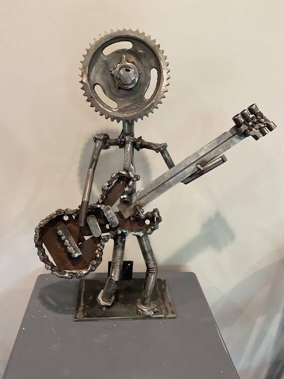 Guitar Player Scrap Metal Art Sculpture - Etsy