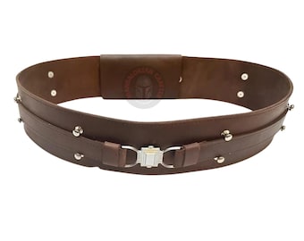 Jedi Knight Brown Leather Belt: Mandalorian Star Wars Cosplay Costume Accessory Jedi ROTJ