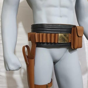 Mandalorian Inspired Boba Fett Leather Holster Belt – Star Wars Cosplay Costume Accessory in all Sizes
