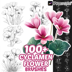 Procreate Flower Brushes, 100+ Cyclamen Flower Procreate Brushes, Floral Procreate, Nature Procreate, Plants, Flower Procreate, Botanical