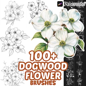 Procreate Flower Brushes, 100+ Dogwood Flower Procreate Brushes, Floral Procreate, Nature Procreate, Plants, Flower Procreate, Botanical