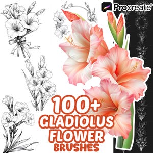 Procreate Flower Brushes, 100+ Gladiolus Flower Procreate Brushes, Floral Procreate, Procreate Brushes,Landscape,Flower Procreate, Botanical