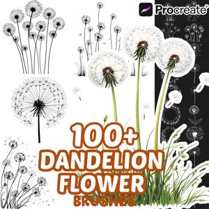 Procreate Flower Brushes, 100+ Dandelion Flower Procreate Brushes, Floral Procreate, Nature Procreate, Plants, Flower Procreate, Botanical