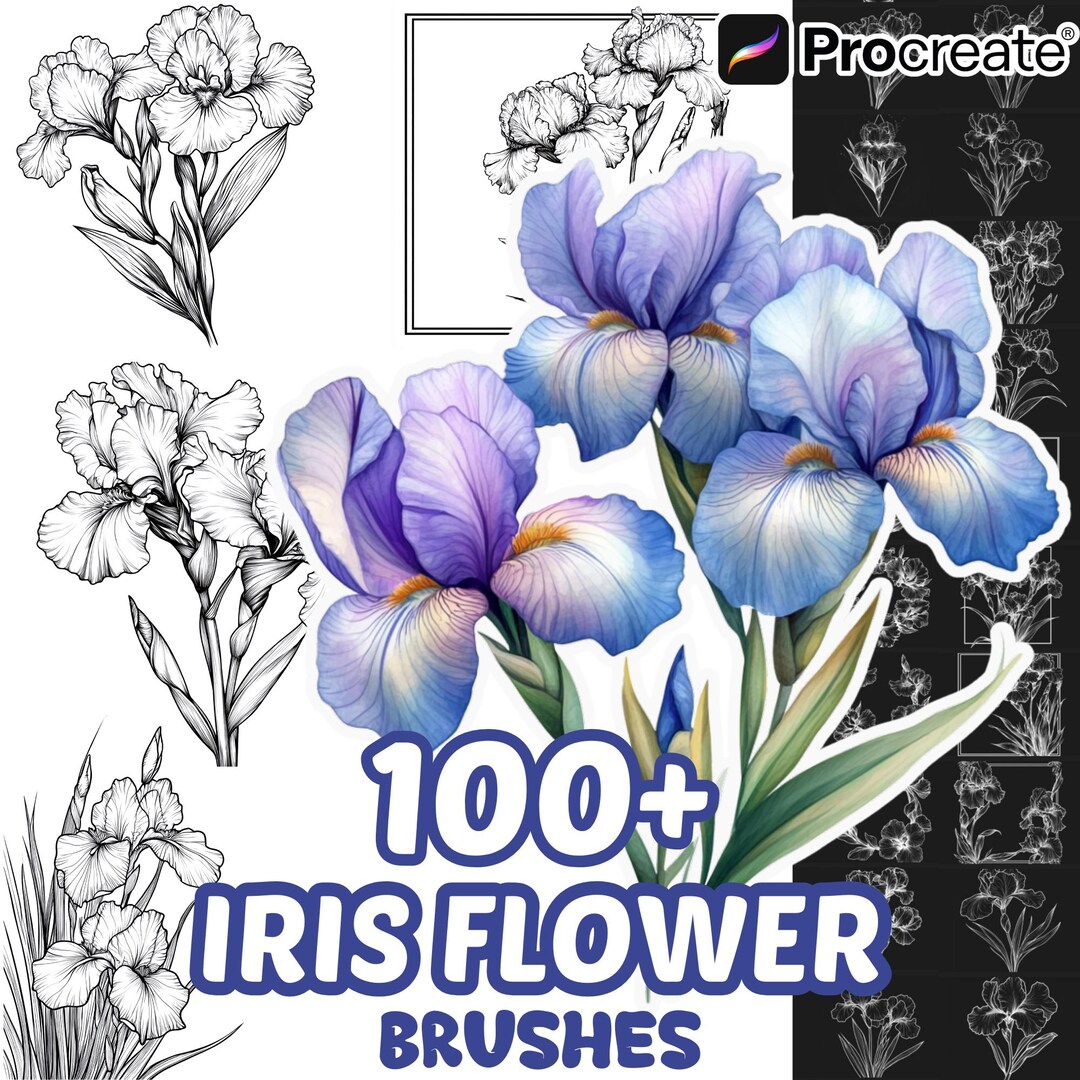 Procreate Iris Flower Brushes, 100+ Iris Flower Procreate Brushes ...
