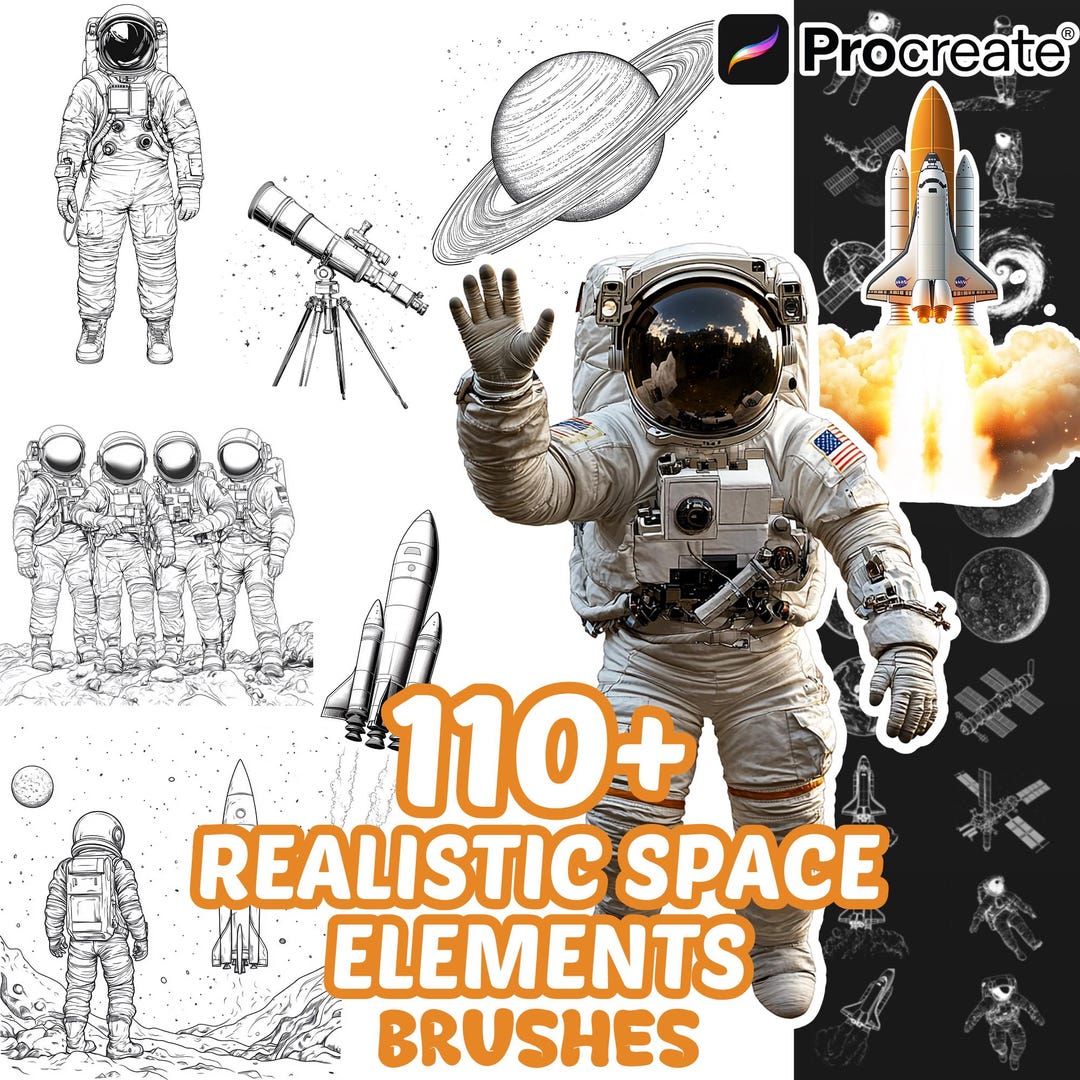 Space Pro Create Procreate Space Brushes, 110+ Realistic Space Procreate Stamps ...